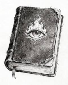 Home Buch mit brennendem Auge